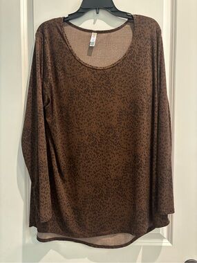 LuLaRoe Brown Leopard-Print Long Sleeve Top